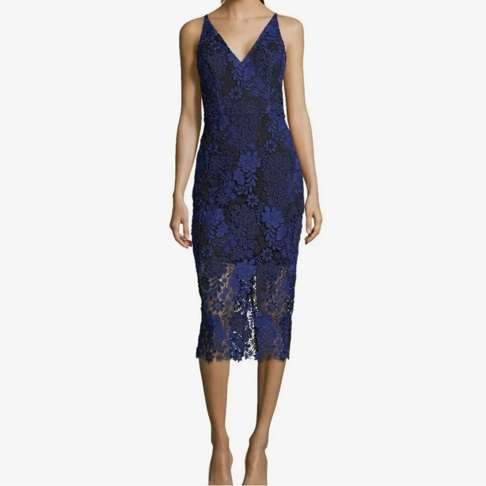 XSCAPE Lace Sheath Blue Dress Size 8